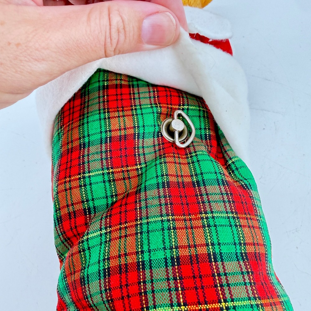 Jing'l Christmas Musical Teddy Bear Vintage Stocking Ornament 1985 Working 12" - Picture 7 of 14